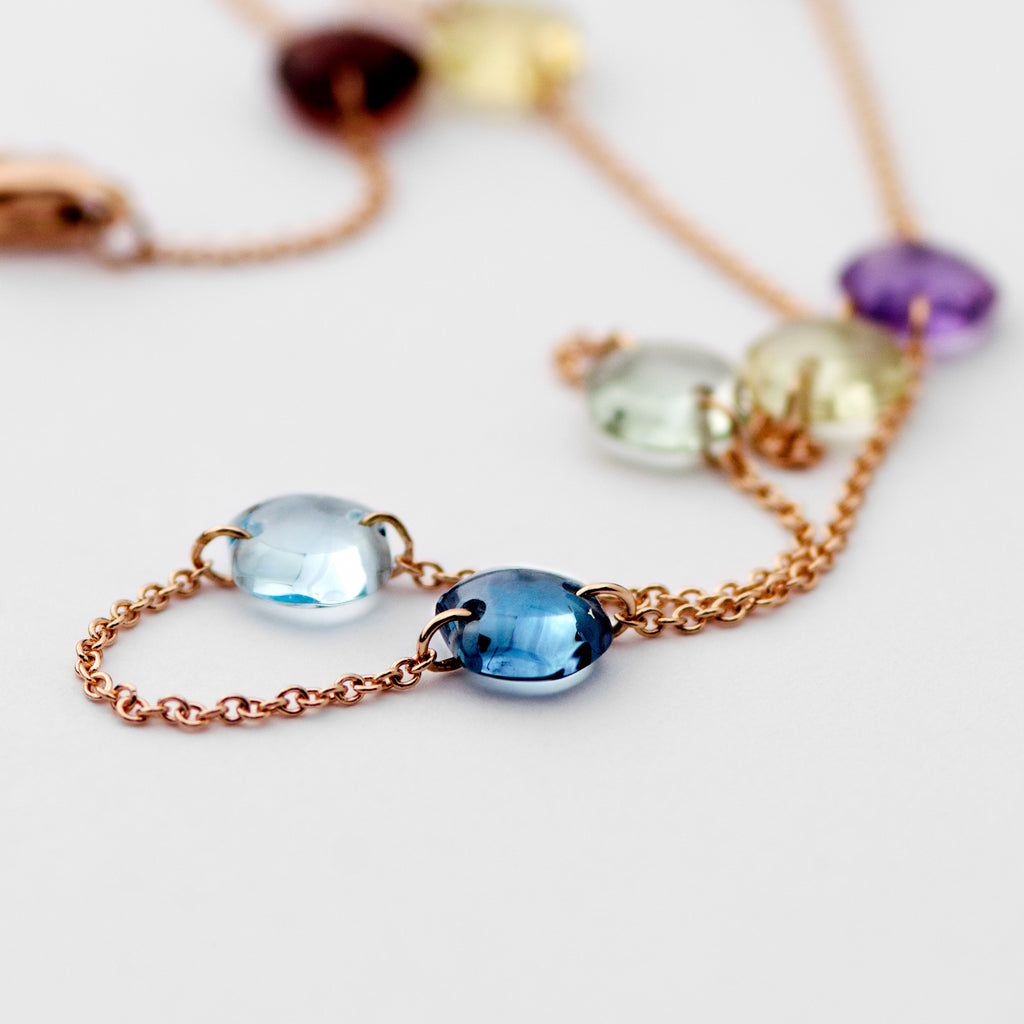 Rebecca Li, Crystal Link Collection, Necklace, 18k Rose Gold, Rainbow, Smooth, N/A, CRYSTA-NECKLA-2018-0301-18KROS-RAINBO