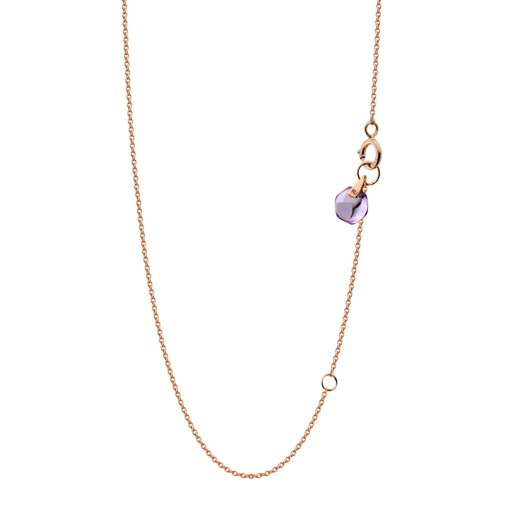Rebecca Li, Crystal Link Collection, Necklace, 18k Rose Gold, Amethyst, Smooth, N/A, CRYSTA-CHAIN-2017-0208-18KROS-AMETHY