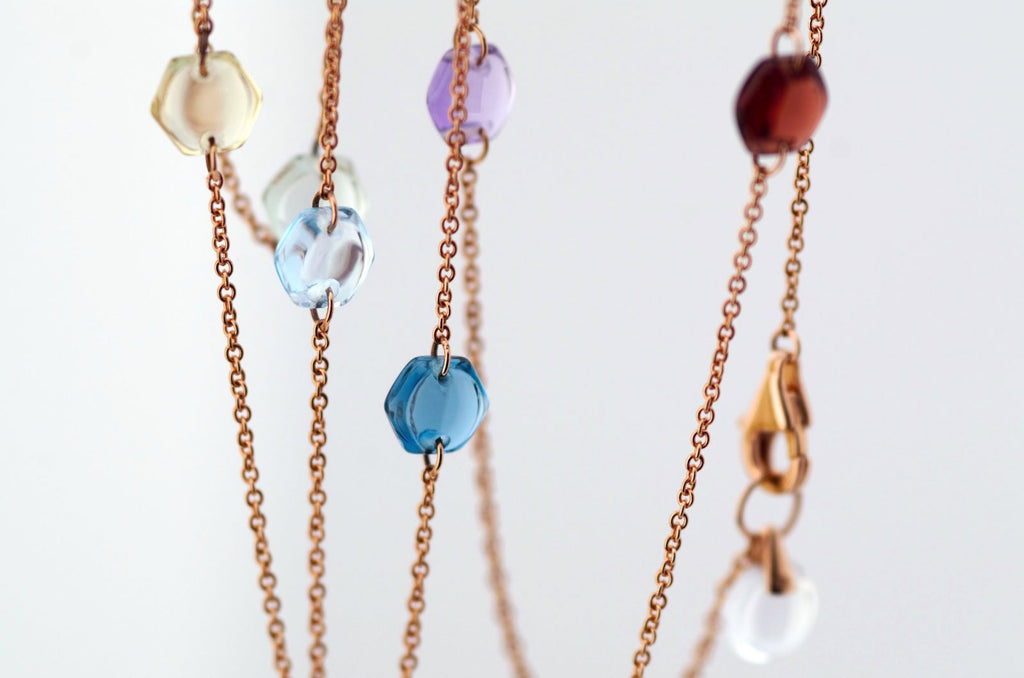 My New Crystal Link Necklace In Natural Rainbow Gemstone And 18K Rose Gold