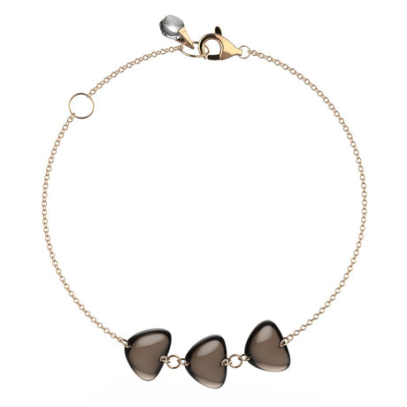 Rebecca Li, Crystal Link Collection, Bracelet, 18k Rose Gold, Smoky Quartz, Smooth, N/A, CRYSTA-BRACEL-2019-1111A-18KROS-SMOKYQ