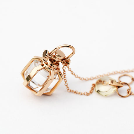 Rebecca Li, Six Senses Talisman Collection, Pendant, 18k Rose Gold, Rock Crystal, 6 Sided, N/A, CRYSTA-TALISM-2017-0201-18KROS-ROCKCR