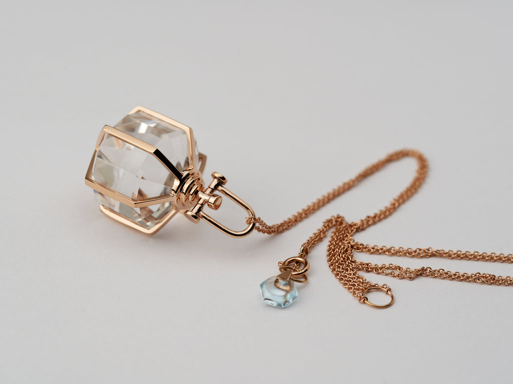 Rebecca Li, Six Senses Talisman Collection, Pendant, 18k Rose Gold, Rock Crystal, null, N/A, CRYSTA-TALISM-2019-1111-18KROS-ROCKCR