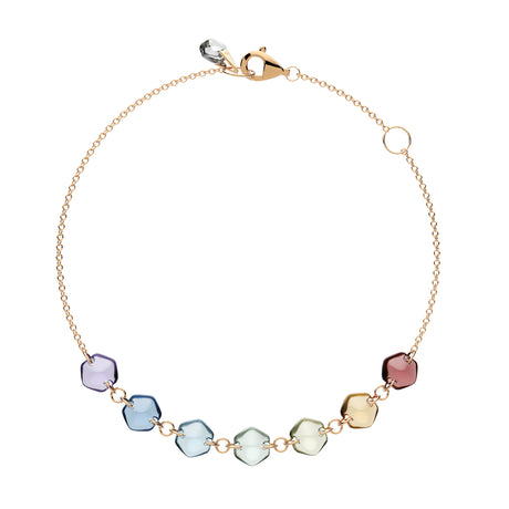 Rebecca Li, Crystal Link Collection, Bracelet, 18k Rose Gold, Rainbow, Smooth, Rock Crystal, CRYSTA-BRACEL-2019-0101-18KROS-RAINBOW