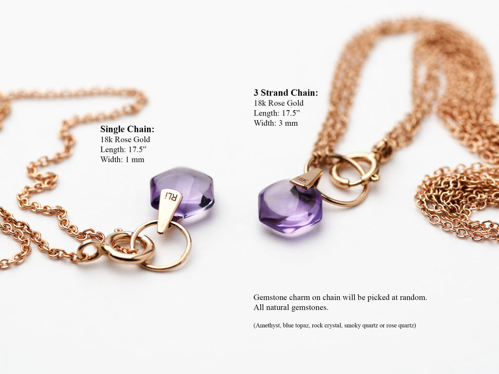 Rebecca Li, Crystal Link Collection, Necklace, 18k Rose Gold, Amethyst, Smooth, N/A, CRYSTA-CHAIN-2017-0208-18KROS-AMETHY