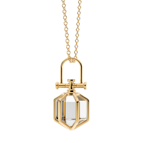 Rebecca Li, Six Senses Talisman Collection, Pendant, 18k Yellow Gold, Rock Crystal, 6 Sides, N/A, CRYSTA-TALISM-2021-0508-18KYEL-ROCKCR