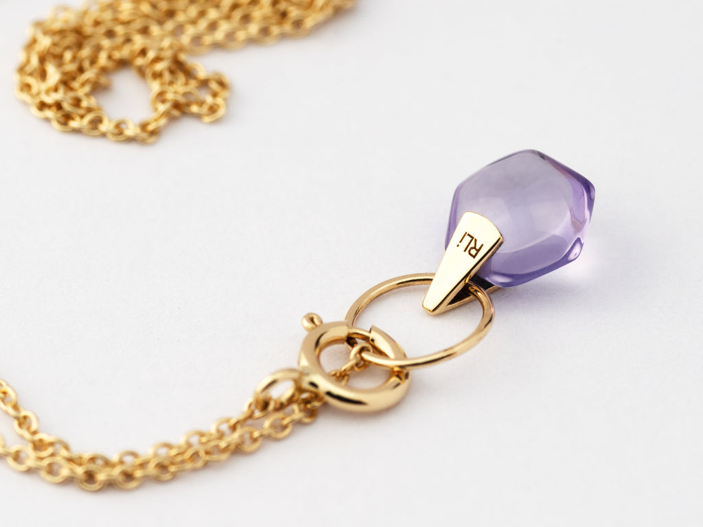 Rebecca Li, Crystal Link Collection, Necklace, 18k Yellow Gold, Amethyst, Smooth, N/A, CRYSTA-CHAIN-2017-0208-18KYEL-AMETHY