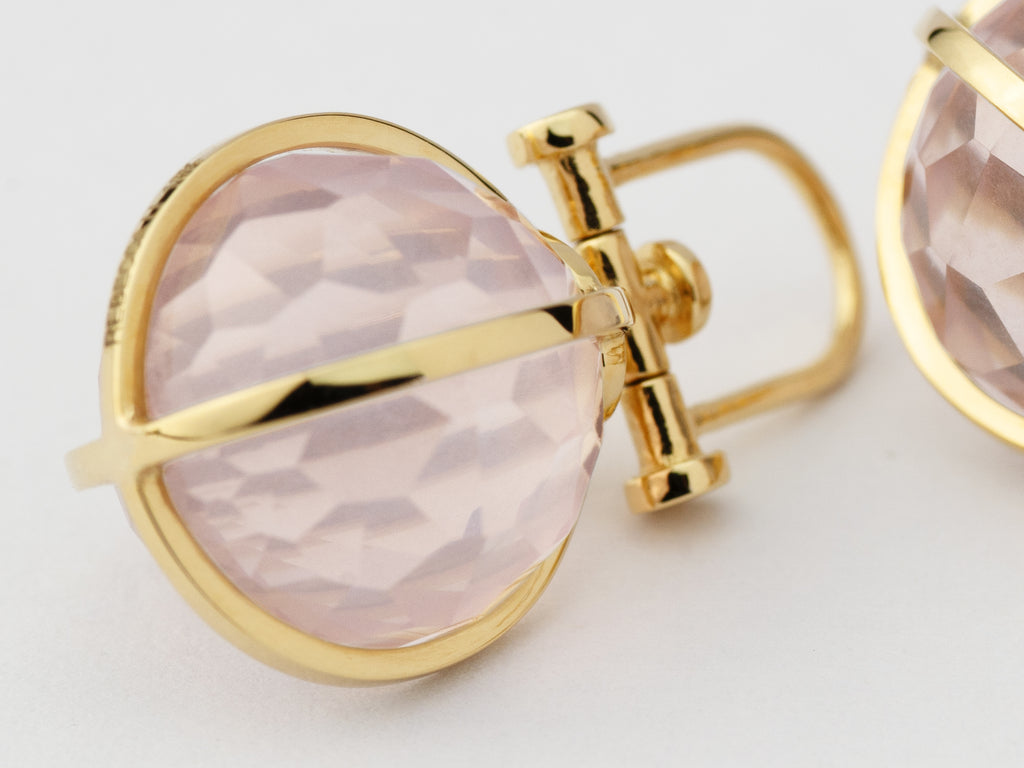 Rebecca Li, Crystal Orb Collection, Pendant, 18k Yellow Gold, Rose Quartz, Faceted, N/A, ORB-TALISM-2021-0518-18KYEL-FACETED-ROSEQU
