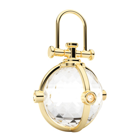Rebecca Li, Crystal Orb Collection, Pendant, 18k Yellow Gold, Rock Crystal, Faceted, Diamond, ORB-TALISM-2022-0930-18KYEL-ROCKCR-DIAMON