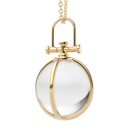Rebecca Li, Crystal Orb Collection, Pendant, 18k Yellow Gold, Rock Crystal, Smooth, N/A, ORB-TALISM-2021-0302-18KYEL-SMOOTH-ROCKCR