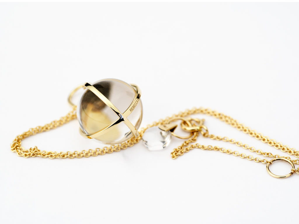 Rebecca Li, Crystal Orb Collection, Pendant, 18k Yellow Gold, Rock Crystal, Smooth, N/A, ORB-TALISM-2021-0302-18KYEL-SMOOTH-ROCKCR
