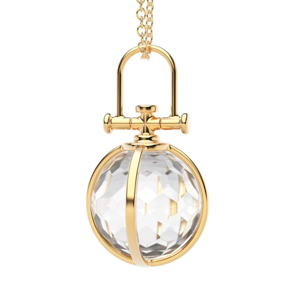 Rebecca Li, Crystal Orb Collection, Pendant, 18k Yellow Gold, Rock Crystal, Faceted, N/A, ORB-TALISM-2021-0518-18KYEL-FACETE-ROCKCR