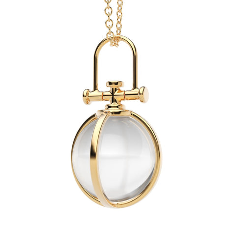 Rebecca Li, Crystal Orb Collection, Pendant, 18k Yellow Gold, Rock Crystal, Smooth, N/A, ORB-TALISM-2021-0518-18KYEL-SMOOTH-ROCKCR