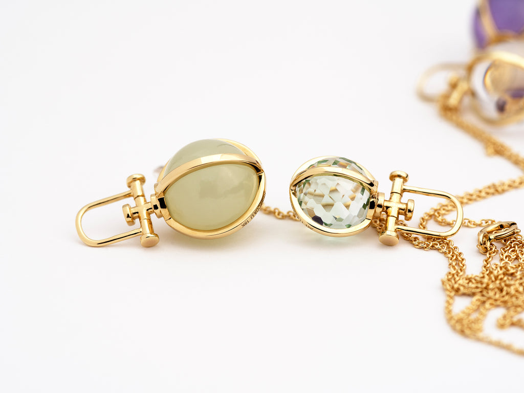 Rebecca Li, Crystal Orb Collection, Pendant, 18k Yellow Gold, White Jade, Smooth, N/A, ORB-TALISM-2021-0518-18KYEL-SMOOTH-WHITEJ