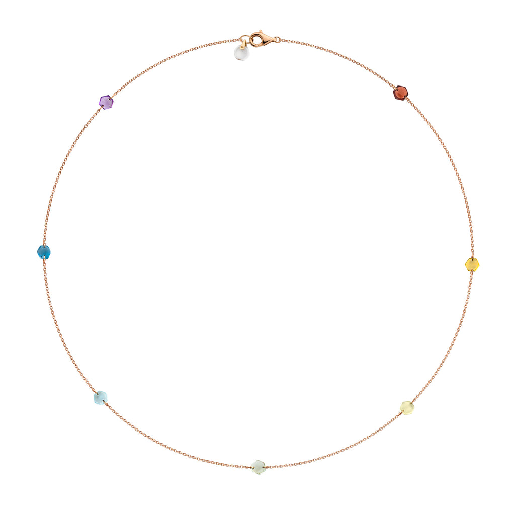 Rebecca Li, Crystal Link Collection, Necklace, 18k Rose Gold, Rainbow, Smooth, N/A, CRYSTA-NECKLA-2018-0208-18KROS-RAINBO