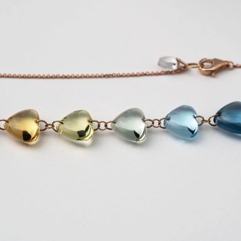 Rebecca Li, Crystal Link Collection, Necklace, 18k Rose Gold, Rainbow, Smooth, N/A, CRYSTA-NECKLA-2019-0312-18KROS-RAINBOW