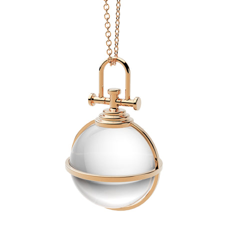 Rebecca Li, Crystal Orb Collection, Pendant, 18k Rose Gold, Rock Crystal, Smooth, N/A, ORB-TALISM-2018-0202-18KROS-ROCKCR