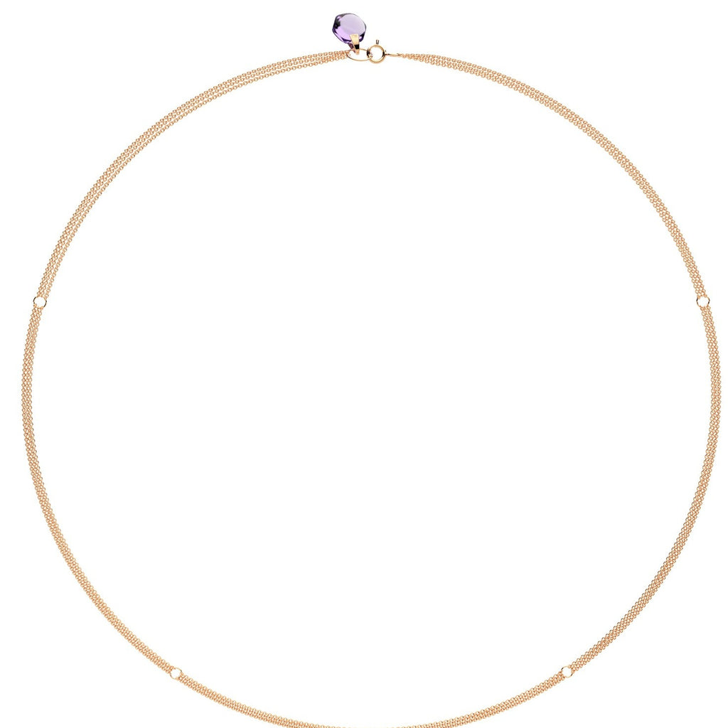 Rebecca Li, Crystal Link Collection, Necklace, 18k Rose Gold, Amethyst, Smooth, , CRYSTA-CHAIN-2021-0106-18KROS-AMETHY