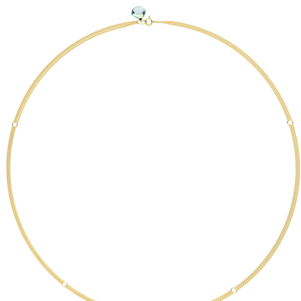Rebecca Li, Crystal Link Collection, Necklace, 18k Yellow Gold, Sky Blue Topaz, Smooth, N/A, CRYSTA-CHAIN-2021-0415-18KYEL-BLUETO