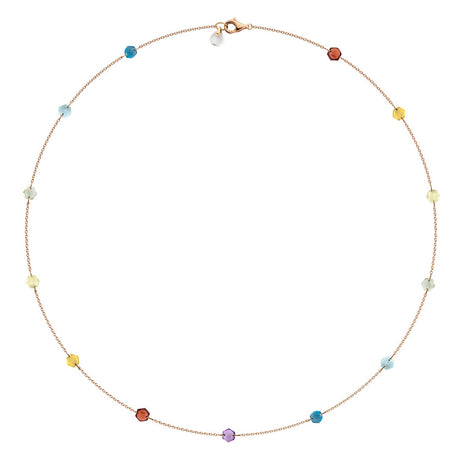 Rebecca Li, Crystal Link Collection, Necklace, 18k Rose Gold, Rainbow, Smooth, N/A, CRYSTA-NECKLA-2018-0301-18KROS-RAINBO
