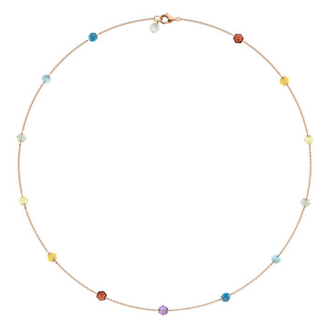 Rebecca Li, Crystal Link Collection, Necklace, 18k Rose Gold, Rainbow, Smooth, N/A, CRYSTA-NECKLA-2018-0301-18KROS-RAINBO